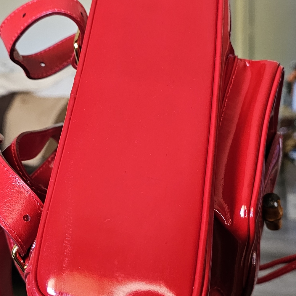 Gucci Bamboo Backpack Patent  Leather Luxurious Design with COA & Dust Bag - Picture 16 of 16